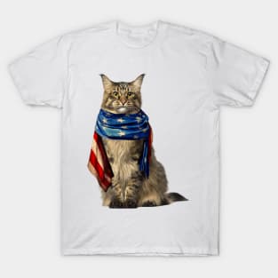 Patriotic Cat 4th Of July Men USA American Flag T-Shirt